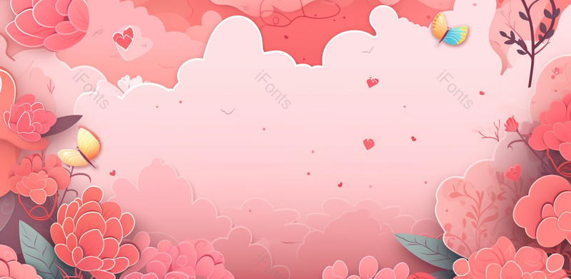 母亲节文艺手绘插画花朵粉色banner展板背景粉色云朵花瓣,插画/手绘图,插画/手绘图库,插画/手绘图下载,插画/手绘